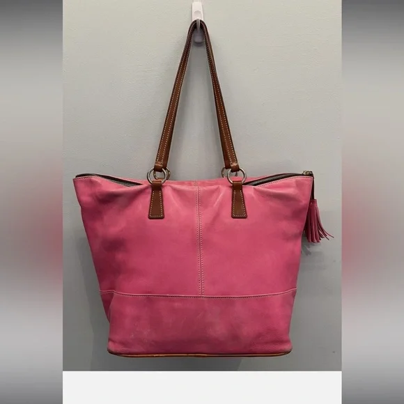 Dooney & Bourke Pink and Brown Tote Bag - Picture 2 of 8